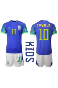 Brasil Neymar Jr #10 Babyklær Borte Fotballdrakt til barn VM 2022 Korte ermer (+ Korte bukser)